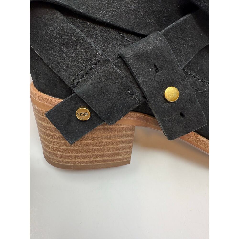 Ugg Elora Ankle Boots Women's 6 Black Suede Nubuck Leather Preppy Lux Designer - Picture 8 of 16
